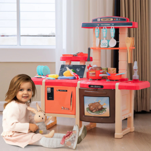 Bucătărie Interactivă pentru Copii cu Efecte Realiste și Set de 45 de Piese