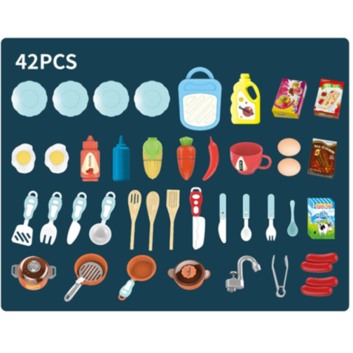 Bucătărie Interactivă pentru Copii cu Efecte Realiste și Set de 45 de Piese