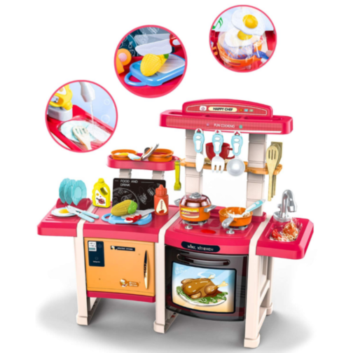 Bucătărie Interactivă pentru Copii cu Efecte Realiste și Set de 45 de Piese