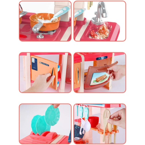 Bucătărie Interactivă pentru Copii cu Efecte Realiste și Set de 45 de Piese