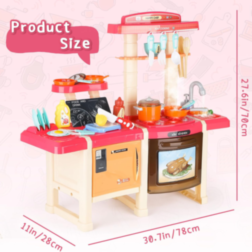 Bucătărie Interactivă pentru Copii cu Efecte Realiste și Set de 45 de Piese