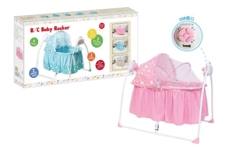 Patul-Leagăn Balansoar Electric cu Telecomandă și Melodii, max.11kg