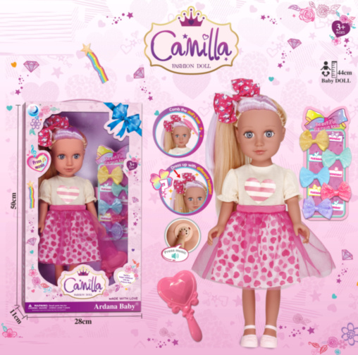 Păpușă din Vinil cu Set de Bentițe, Sunete, 45cm