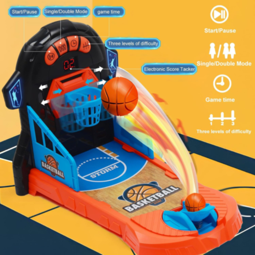 Joc Interactiv de Baschet Arcade cu Lumină LED și Punctaj Electronic – Pentru Copii și Familie