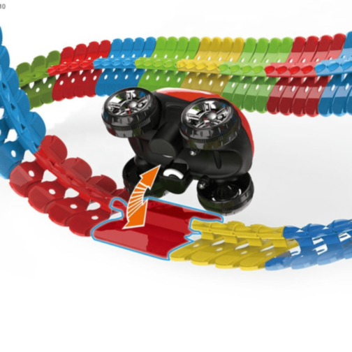 Circuit Flexibil 3D cu 1buc. Mașinuță Luminoasă și Piese Colorate 