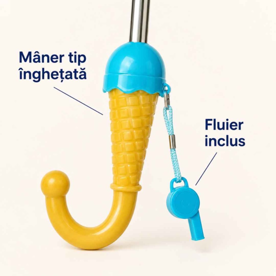 Mâner galben tip înghețată și fluier turcoaz inclus