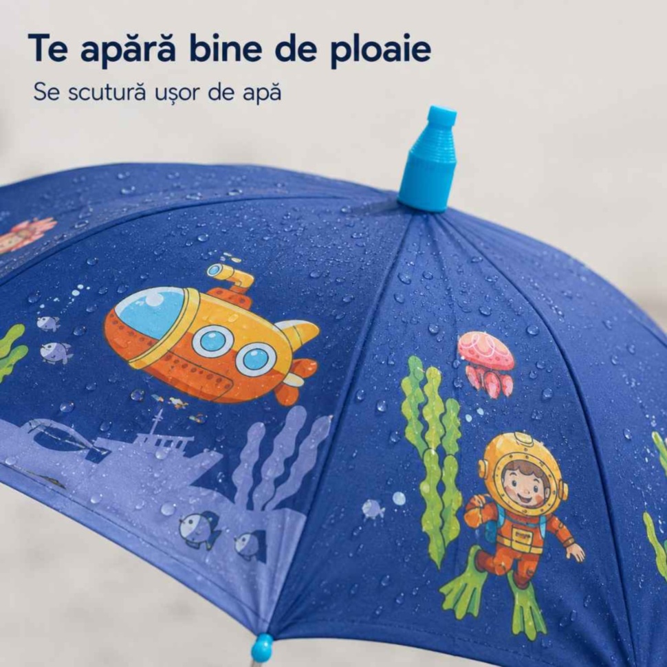 Picături de ploaie pe cupola albastră cu imprimeu subacvatic