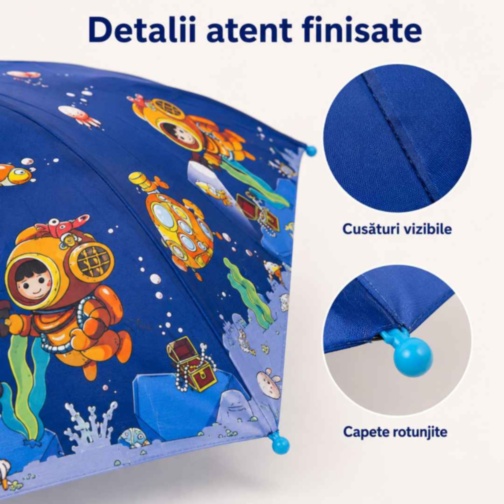 Umbrelă pentru copii cu husă telescopică și fluier