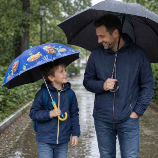 Umbrelă pentru copii cu husă telescopică și fluier