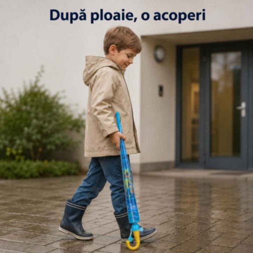 Umbrelă pentru copii cu husă telescopică și fluier
