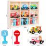 Set Magnetic de Vehicule de Urgență și Semne de Circulație din Lemn