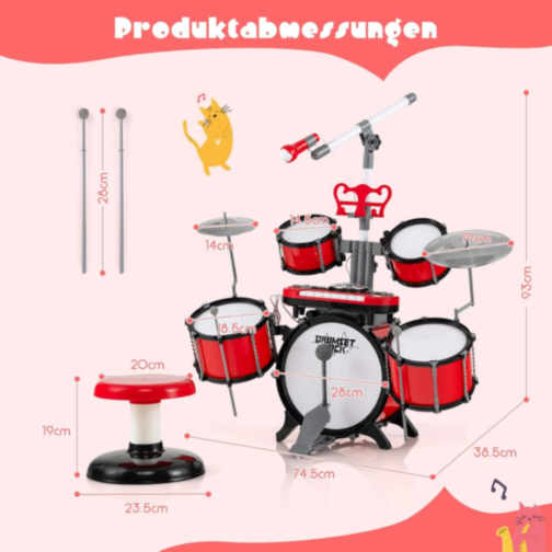 Set de Tobe Electronice cu Microfon și Stand – Joacă și Creativitate pentru Copii