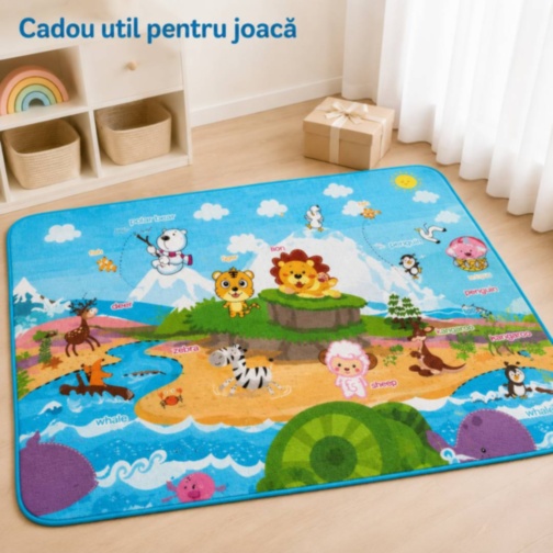 Covor Termic Reversibil pentru Copii cu Litere și Animale