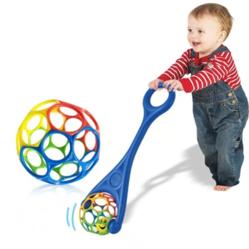 Jucărie împins copii cu bilă rulantă colorată (culoare aleatorie)