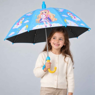 Umbrelă automată pentru copii cu prințesă, unicorni și fluier | image