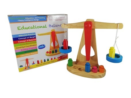 Cântar Balanță din Lemn cu 6 Greutăți