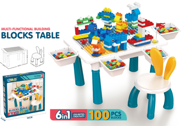 Masa cu Scăunel și 100 Blocuri de Construcție