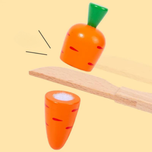 Set Jucării din Lemn "Fructe și Legume de Tăiat" - 9 Piese