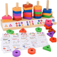 Joc Montessori de Sortare și Potrivire – Forme Geometrice Colorate din Lemn | image