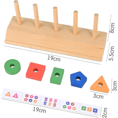 Joc Montessori de Sortare și Potrivire – Forme Geometrice Colorate din Lemn
