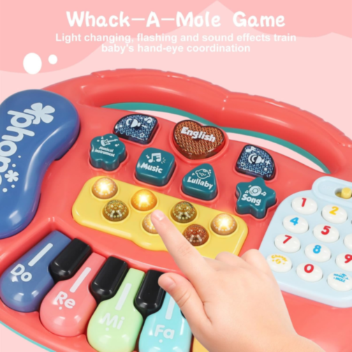 Pian Electronic Multicolor 5 în 1 pentru Copii cu Funcții Educative (culoare aleatorie)