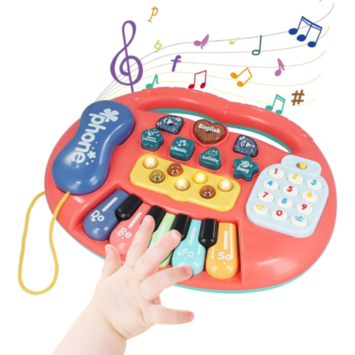 Pian Electronic Multicolor 5 în 1 pentru Copii cu Funcții Educative (culoare aleatorie)