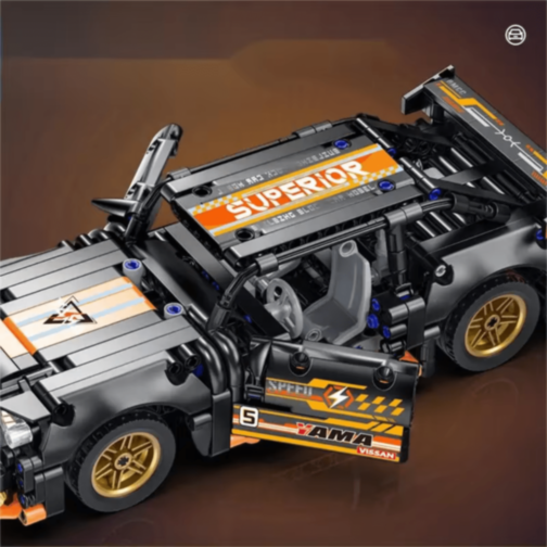 Mașină Supercar Mecanică cu Funcție Pull-Back, Set de 520 Piese 