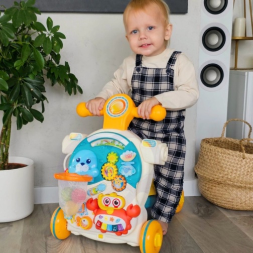 Premergător multifuncțional copii 4 în 1 cu activități (albastru)