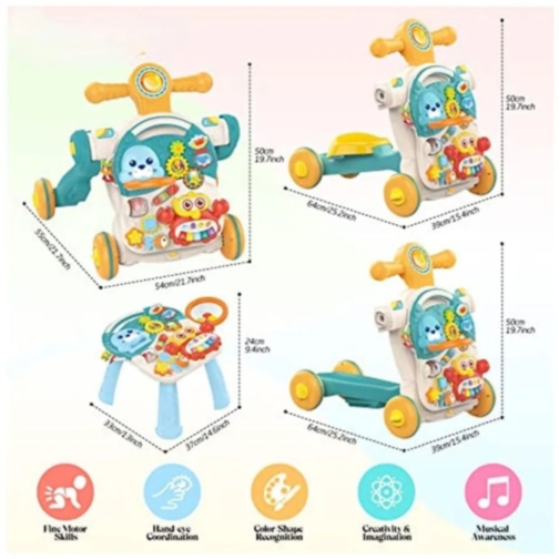 Premergător multifuncțional copii 4 în 1 cu activități (albastru)