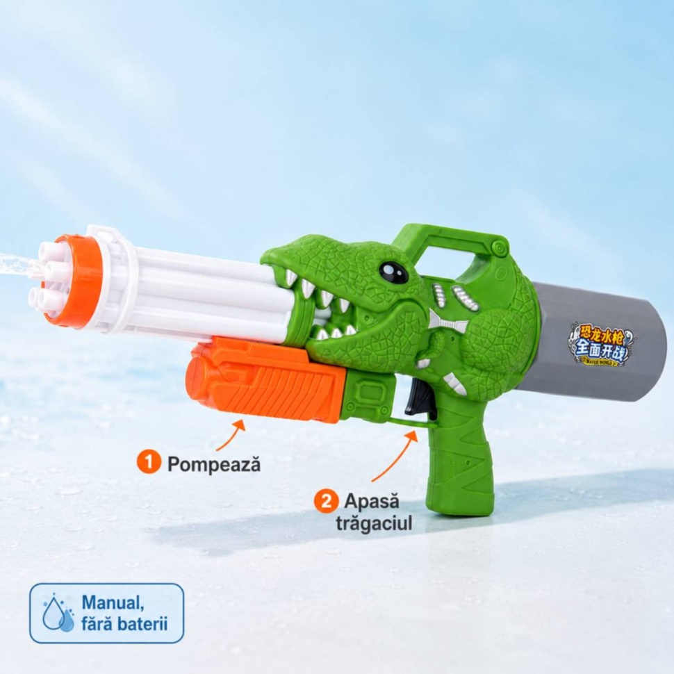 Pistol cu apă dinozaur cu pompă manuală și trăgaci
