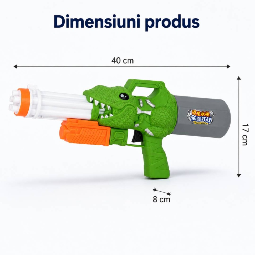 Dimensiuni pistol cu apă dinozaur 40 × 8 × 17 cm