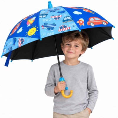 Umbrelă automată pentru copii cu mașinuțe și husă telescopică | image