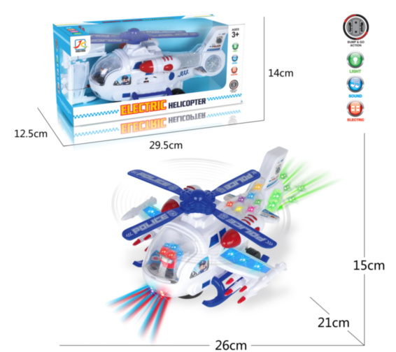 Elicopter de Poliție, ocolește obstacole, efecte lumini și sunete 