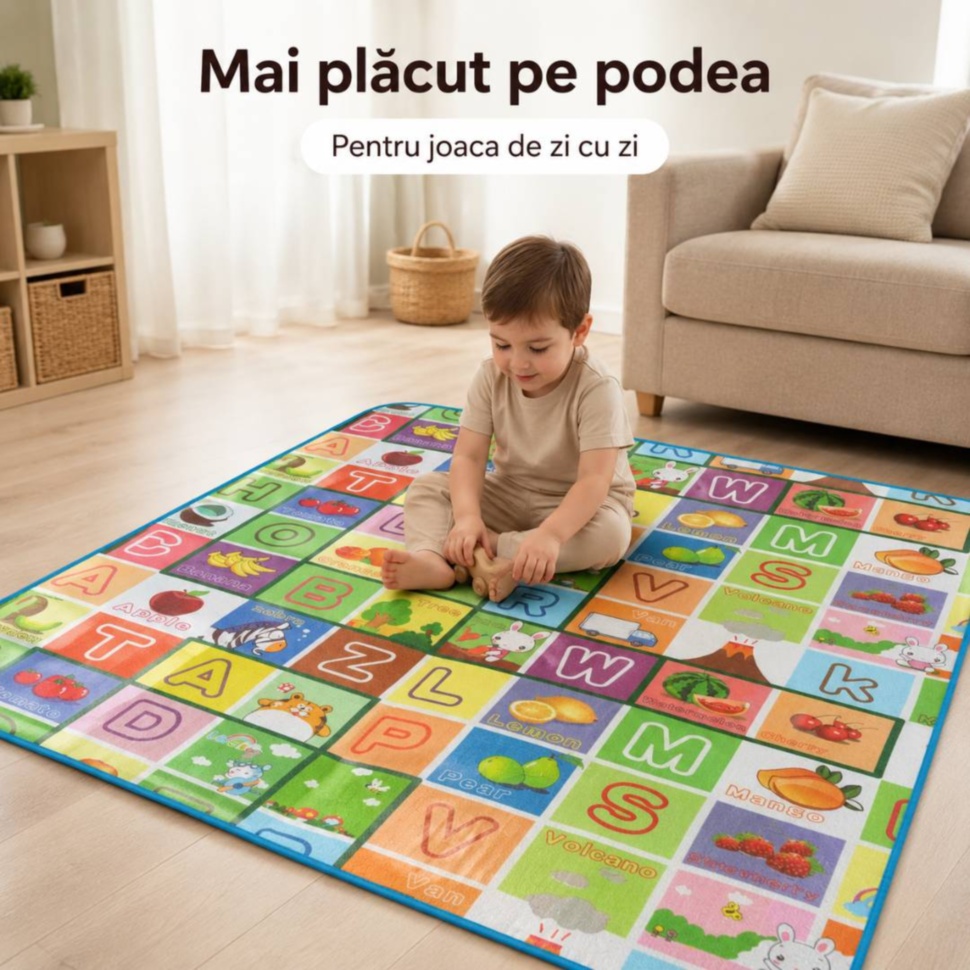 Covor termic pentru copii folosit pe podea în cameră