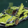 Mașină Supercar Mecanică Verde cu Funcție Pull-Back, Set de 470 Piese 