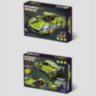 Mașină Supercar Mecanică Verde cu Funcție Pull-Back, Set de 470 Piese 