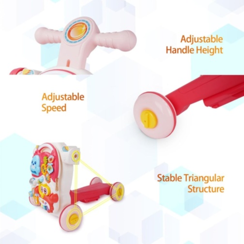 Premergător multifuncțional copii 4 în 1 cu activități (roșu)