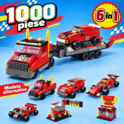 Set construcție camion transportor 1000 piese 6 în 1 | image