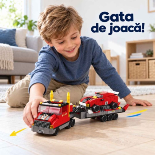 Set construcție camion transportor 1000 piese 6 în 1