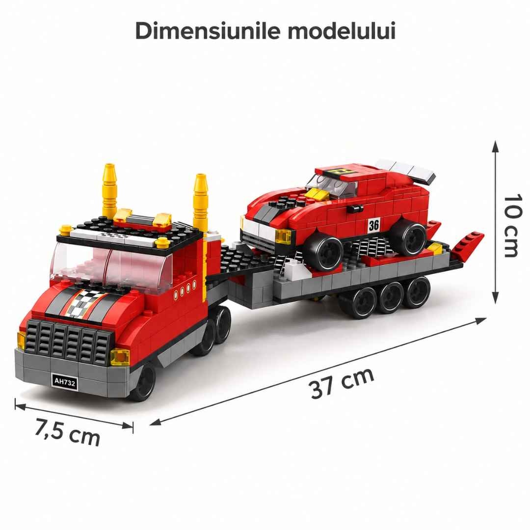 Dimensiunile modelului asamblat: 37 cm lungime, 7,5 cm lățime și 10 cm înălțime