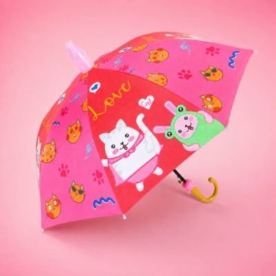 Umbrelă Roz pentru Copii cu Pisicuțe și Animăluțe | image