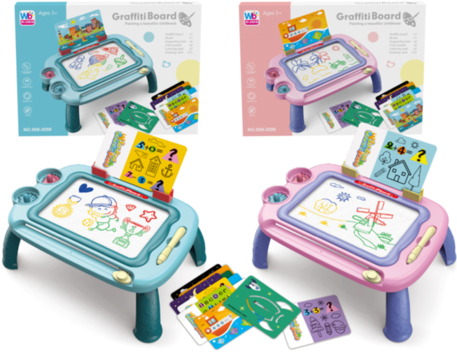 Masă de Desen Magnetică cu 12 Cartonașe-Șablon