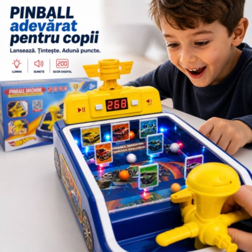 Joc Pinball Interactiv cu Lumini, Sunete și Scor Digital