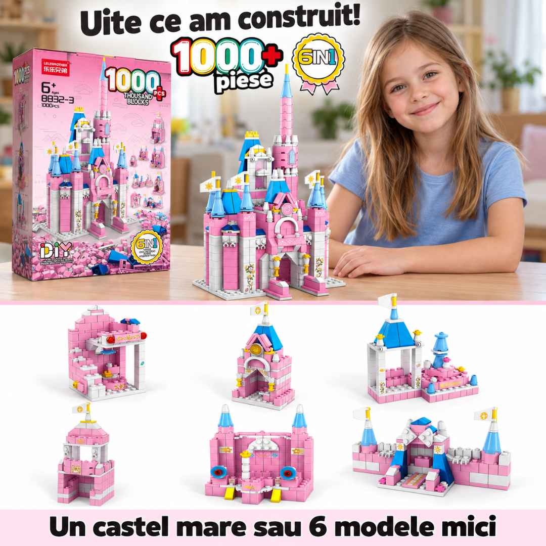 Set de construcție castel prințesă LELEBROTHER 8832-3, cu model mare sau 6 modele mici alternative