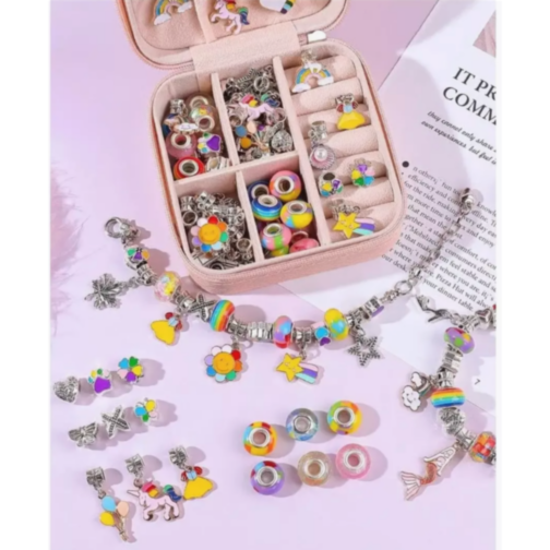 Set Brățări Charm cu Pandantive Colorate - Cadou Creativ pentru Fete