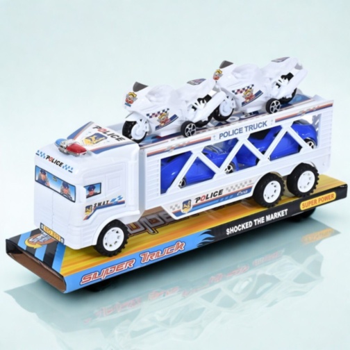 Camion transportor poliție cu mașini și motociclete (culoare aleatorie)