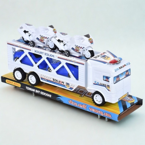 Camion transportor poliție cu mașini și motociclete (culoare aleatorie)