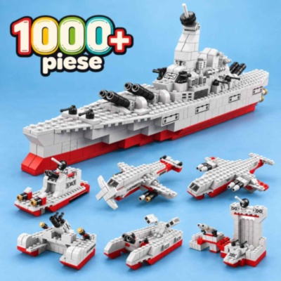Set construcție 1000+ piese navă militară 6 în 1 | image