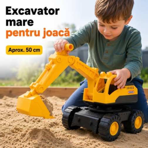 Excavator mare de jucărie cu braț și cupă mobile