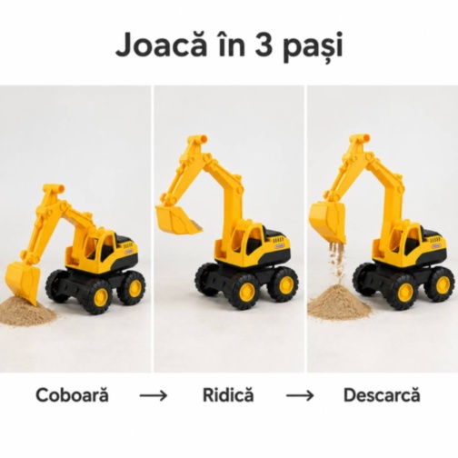 Excavator mare de jucărie cu braț și cupă mobile